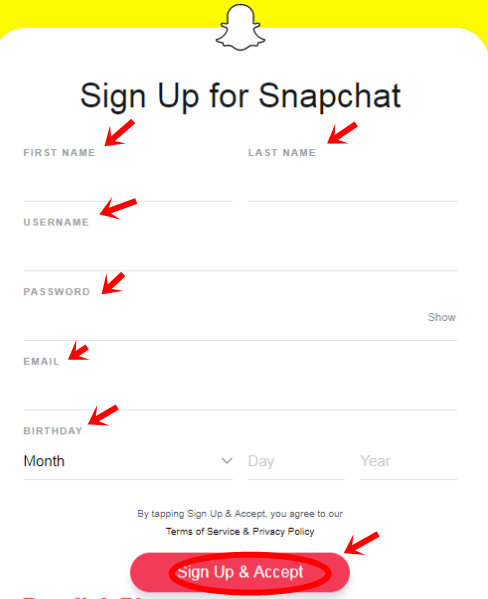 Snapchat Sign Up Account | Snapchat Registration