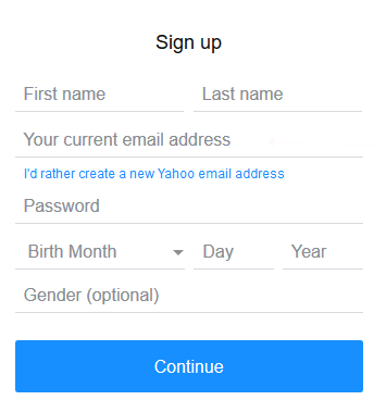 YahooMail Registration